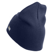 U.S. Army 170th Infantry Brigade Symbol Embroidered 8 Inch Solid Knit Short Beanie Made in USA - Navy OSFM