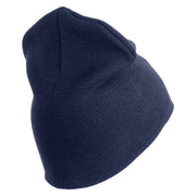 U.S. Army 170th Infantry Brigade Symbol Embroidered 8 Inch Solid Knit Short Beanie Made in USA - Navy OSFM