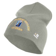 U.S. Army 170th Infantry Brigade Symbol Embroidered 8 Inch Solid Knit Short Beanie Made in USA - Dk-Ash OSFM