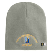 U.S. Army 170th Infantry Brigade Symbol Embroidered 8 Inch Solid Knit Short Beanie Made in USA - Dk-Ash OSFM