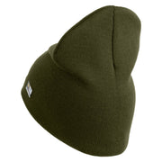 U.S. Army 172nd Infantry Brigade Symbol Embroidered 8 Inch Solid Knit Short Beanie Made in USA - Olive OSFM
