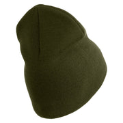 U.S. Army 172nd Infantry Brigade Symbol Embroidered 8 Inch Solid Knit Short Beanie Made in USA - Olive OSFM