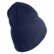 U.S. Army 172nd Infantry Brigade Symbol Embroidered 8 Inch Solid Knit Short Beanie Made in USA - Navy OSFM