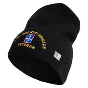 U.S. Army 172nd Infantry Brigade Symbol Embroidered 8 Inch Solid Knit Short Beanie Made in USA - Black OSFM