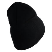 U.S. Army 172nd Infantry Brigade Symbol Embroidered 8 Inch Solid Knit Short Beanie Made in USA - Black OSFM