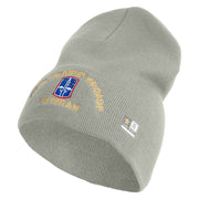 U.S. Army 172nd Infantry Brigade Symbol Embroidered 8 Inch Solid Knit Short Beanie Made in USA - Dk-Ash OSFM