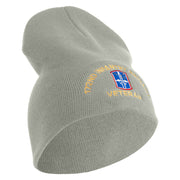 U.S. Army 172nd Infantry Brigade Symbol Embroidered 8 Inch Solid Knit Short Beanie Made in USA - Dk-Ash OSFM