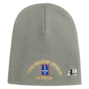 U.S. Army 172nd Infantry Brigade Symbol Embroidered 8 Inch Solid Knit Short Beanie Made in USA - Dk-Ash OSFM