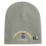 U.S. Army 174th Infantry Brigade Symbol Embroidered 8 Inch Solid Knit Short Beanie Made in USA - Dk-Ash OSFM