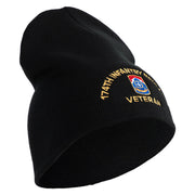 U.S. Army 174th Infantry Brigade Symbol Embroidered 8 Inch Solid Knit Short Beanie Made in USA - Black OSFM