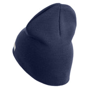U.S. Army 174th Infantry Brigade Symbol Embroidered 8 Inch Solid Knit Short Beanie Made in USA - Navy OSFM