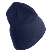 U.S. Army 174th Infantry Brigade Symbol Embroidered 8 Inch Solid Knit Short Beanie Made in USA - Navy OSFM