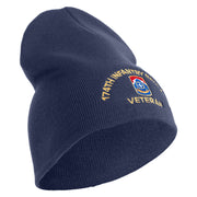 U.S. Army 174th Infantry Brigade Symbol Embroidered 8 Inch Solid Knit Short Beanie Made in USA - Navy OSFM