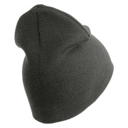 U.S. Army 196th Infantry Brigade Symbol Embroidered 8 Inch Solid Knit Short Beanie Made in USA - Charcoal OSFM