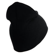 U.S. Army 196th Infantry Brigade Symbol Embroidered 8 Inch Solid Knit Short Beanie Made in USA - Black OSFM
