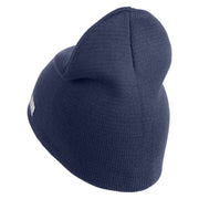 U.S. Army 196th Infantry Brigade Symbol Embroidered 8 Inch Solid Knit Short Beanie Made in USA - Navy OSFM