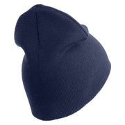 U.S. Army 196th Infantry Brigade Symbol Embroidered 8 Inch Solid Knit Short Beanie Made in USA - Navy OSFM