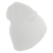 U.S. Army 196th Infantry Brigade Symbol Embroidered 8 Inch Solid Knit Short Beanie Made in USA - White OSFM