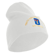 U.S. Army 196th Infantry Brigade Symbol Embroidered 8 Inch Solid Knit Short Beanie Made in USA - White OSFM