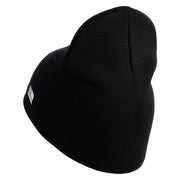 U.S. Army 198th Infantry Brigade Symbol Embroidered 8 Inch Solid Knit Short Beanie Made in USA - Black OSFM