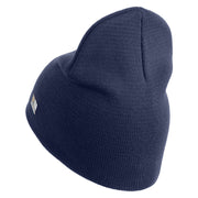 U.S. Army 198th Infantry Brigade Symbol Embroidered 8 Inch Solid Knit Short Beanie Made in USA - Navy OSFM