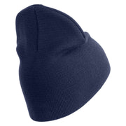 U.S. Army 198th Infantry Brigade Symbol Embroidered 8 Inch Solid Knit Short Beanie Made in USA - Navy OSFM