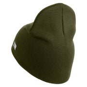 U.S. Army 198th Infantry Brigade Symbol Embroidered 8 Inch Solid Knit Short Beanie Made in USA - Olive OSFM