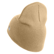 U.S. Army 198th Infantry Brigade Symbol Embroidered 8 Inch Solid Knit Short Beanie Made in USA - Stone OSFM