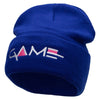 Game Embroidered 12 Inch Long Knitted Beanie