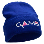 Game Embroidered 12 Inch Long Knitted Beanie