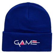 Game Embroidered 12 Inch Long Knitted Beanie