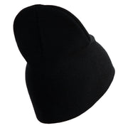 U.S. Army 199th Infantry Brigade Symbol Embroidered 8 Inch Solid Knit Short Beanie Made in USA - Black OSFM