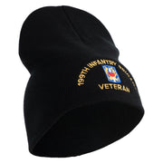 U.S. Army 199th Infantry Brigade Symbol Embroidered 8 Inch Solid Knit Short Beanie Made in USA - Black OSFM