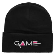 Game Embroidered 12 Inch Long Knitted Beanie