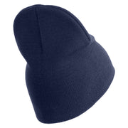 U.S. Army 199th Infantry Brigade Symbol Embroidered 8 Inch Solid Knit Short Beanie Made in USA - Navy OSFM