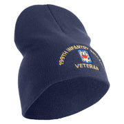 U.S. Army 199th Infantry Brigade Symbol Embroidered 8 Inch Solid Knit Short Beanie Made in USA - Navy OSFM