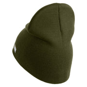 U.S. Army 199th Infantry Brigade Symbol Embroidered 8 Inch Solid Knit Short Beanie Made in USA - Olive OSFM