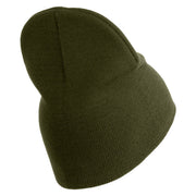 U.S. Army 199th Infantry Brigade Symbol Embroidered 8 Inch Solid Knit Short Beanie Made in USA - Olive OSFM