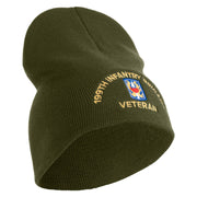 U.S. Army 199th Infantry Brigade Symbol Embroidered 8 Inch Solid Knit Short Beanie Made in USA - Olive OSFM