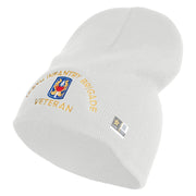 U.S. Army 199th Infantry Brigade Symbol Embroidered 8 Inch Solid Knit Short Beanie Made in USA - White OSFM