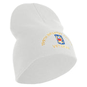 U.S. Army 199th Infantry Brigade Symbol Embroidered 8 Inch Solid Knit Short Beanie Made in USA - White OSFM