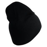 U.S. Army 256th Infantry Brigade Combat Team Symbol Embroidered 8 Inch Solid Knit Short Beanie Made in USA - Black OSFM