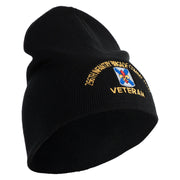 U.S. Army 256th Infantry Brigade Combat Team Symbol Embroidered 8 Inch Solid Knit Short Beanie Made in USA - Black OSFM