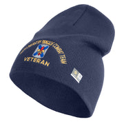 U.S. Army 256th Infantry Brigade Combat Team Symbol Embroidered 8 Inch Solid Knit Short Beanie Made in USA - Navy OSFM