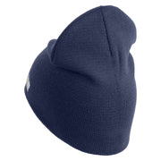 U.S. Army 256th Infantry Brigade Combat Team Symbol Embroidered 8 Inch Solid Knit Short Beanie Made in USA - Navy OSFM