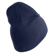 U.S. Army 256th Infantry Brigade Combat Team Symbol Embroidered 8 Inch Solid Knit Short Beanie Made in USA - Navy OSFM