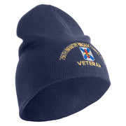 U.S. Army 256th Infantry Brigade Combat Team Symbol Embroidered 8 Inch Solid Knit Short Beanie Made in USA - Navy OSFM