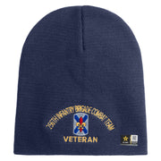U.S. Army 256th Infantry Brigade Combat Team Symbol Embroidered 8 Inch Solid Knit Short Beanie Made in USA - Navy OSFM