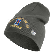 U.S. Army 256th Infantry Brigade Combat Team Symbol Embroidered 8 Inch Solid Knit Short Beanie Made in USA - Charcoal OSFM