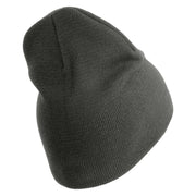 U.S. Army 256th Infantry Brigade Combat Team Symbol Embroidered 8 Inch Solid Knit Short Beanie Made in USA - Charcoal OSFM